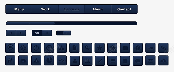 深蓝色UI工具按钮图标png_新图网 https://ixintu.com 图标 导航栏 按钮 菜单栏