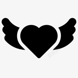 heart长翅膀的心形标志图标高清图片