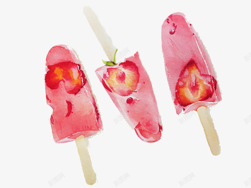 草莓味的冰棒png免抠素材_新图网 https://ixintu.com 冰棒 冷食 夏日 水果 草莓 食物