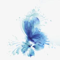 艺术动物设计蓝色创意水墨蝴蝶高清图片