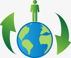 绿色环保图标绿色箭头与蓝色地球图图标高清图片