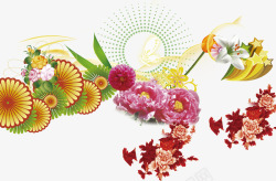 节日中式花朵装饰素材