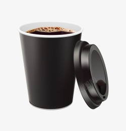 饮料免扣实物图黑色纸杯咖啡图案高清图片