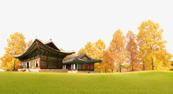 日式建筑森林秋天素材