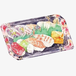 寿司包装盒手绘画片素材