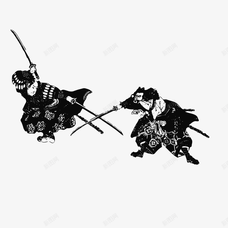 黑色和风卡通装饰png免抠素材_新图网 https://ixintu.com 和风 日式 日式风格 日本 日本风 海报 素材 艺妓