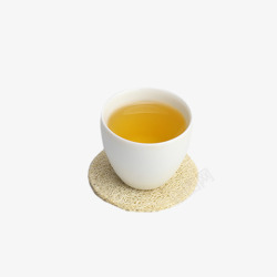 圆形茶垫一杯黄茶高清图片