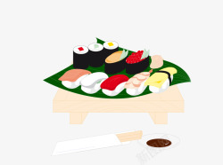 彩色卡通日式料理日本元素素材
