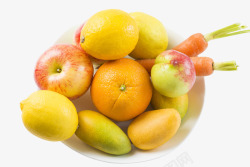 橙白排球新鲜水果盘子高清图片