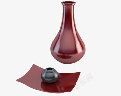 红色日式瓷瓶素材