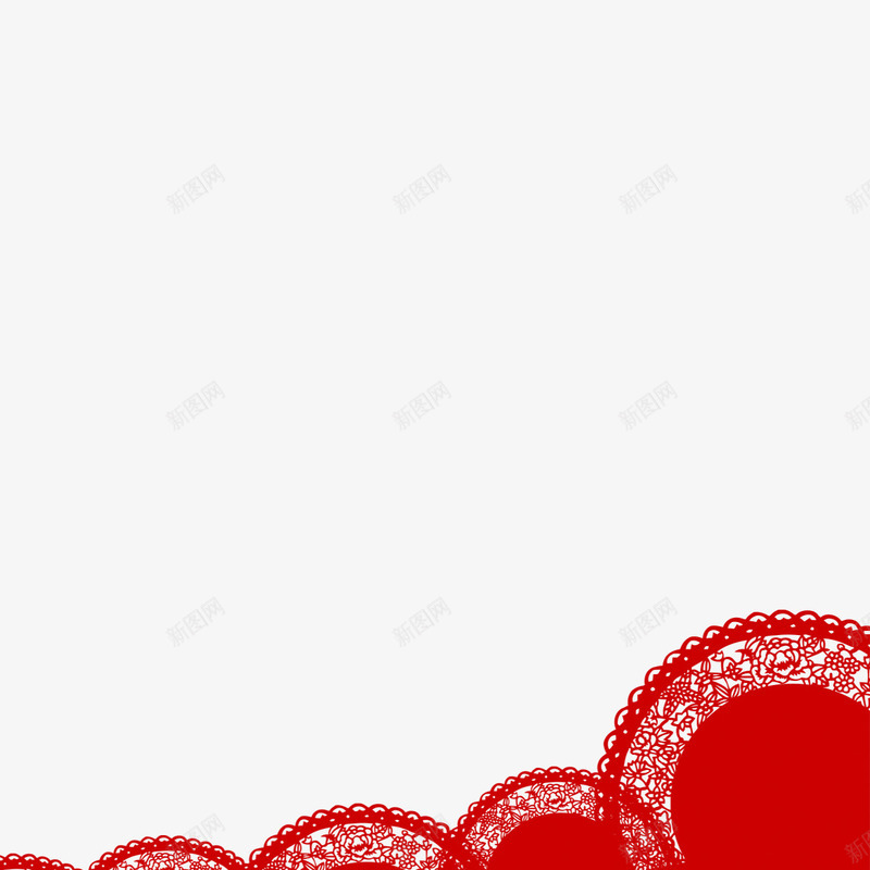 红色剪纸图案png免抠素材_新图网 https://ixintu.com 剪纸 商务 图案 圆形 枝干 红色 纹理 边框