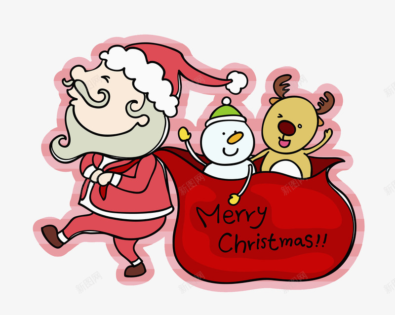 拖着礼物袋的圣诞老人png免抠素材_新图网 https://ixintu.com 卡通 商务 圣诞快乐 圣诞老人 壁纸 封面 彩色手绘 插图