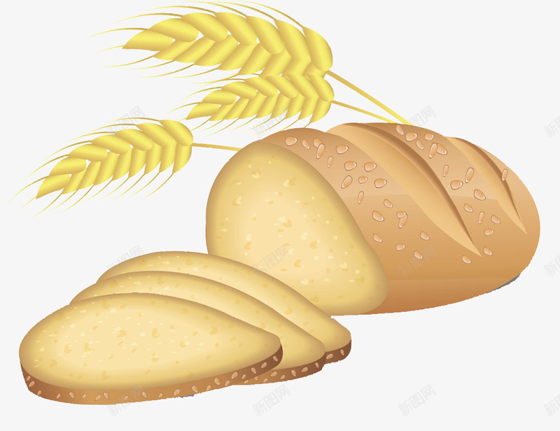 面包片与麦穗png免抠素材_新图网 https://ixintu.com 卡通 面包片 食物 麦穗
