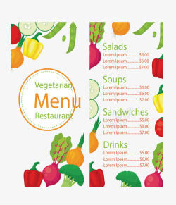 蔬菜装饰五彩蔬菜装饰菜单矢量图高清图片