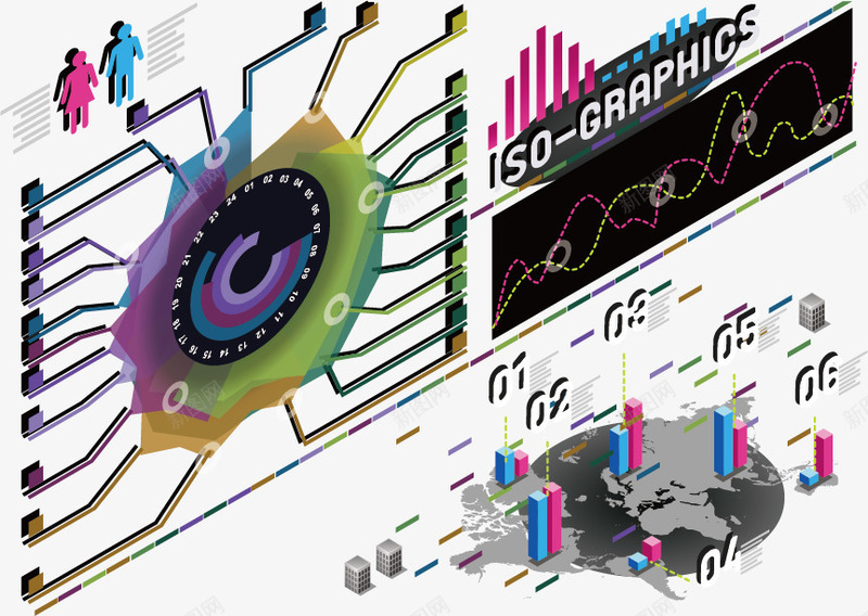 数据统计png免抠素材_新图网 https://ixintu.com 世界地图 业绩报表 创意 商务插图 图表 数字 数据分析 数据统计 数据统计模板 柱状图 百分比 立体