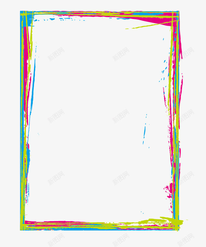 彩色喷墨边框png免抠素材_新图网 https://ixintu.com 不规则 彩色 油漆 笔刷 边框