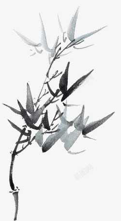 中国画竹叶水墨竹子高清图片
