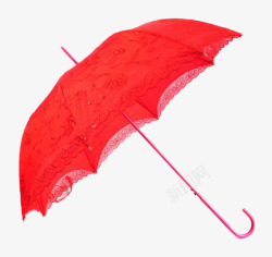 大红色蕾丝防晒伞素材