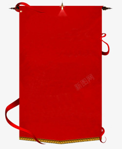红色中式卷轴挂件素材