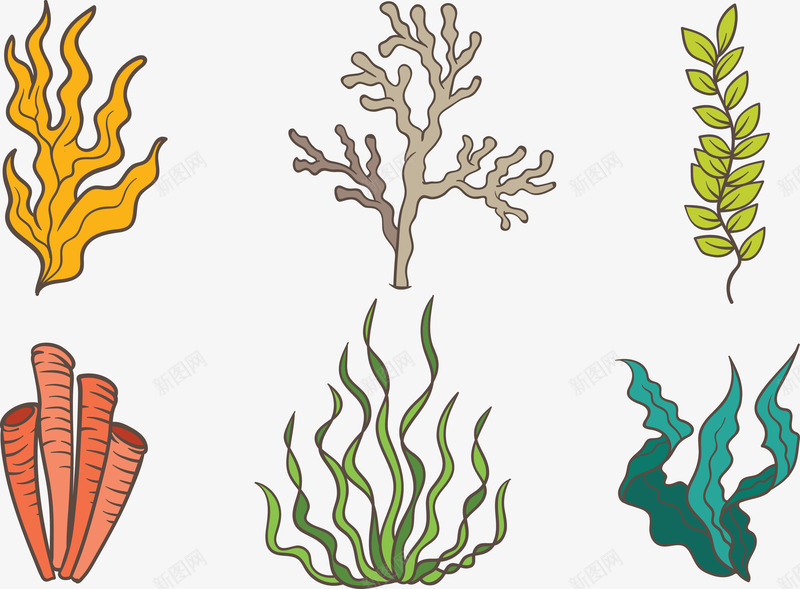 海洋海带植物合集png免抠素材_新图网 https://ixintu.com 位图图形 印刷图 彩色海带 手绘 手绘彩色 植物合集 海带 海洋 装饰图