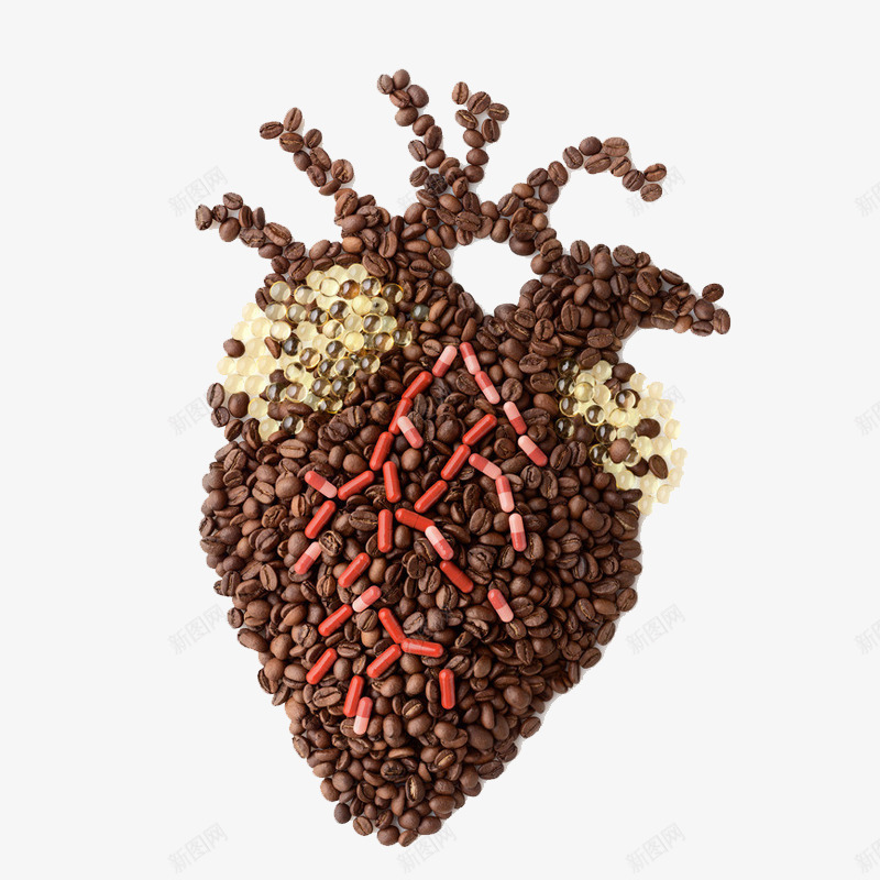 创意咖啡豆png免抠素材_新图网 https://ixintu.com 创意咖啡豆 咖啡豆 咖啡豆心脏图案 胶囊 血管 食物原料 餐饮美食