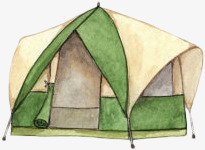 秋游用品手绘旅游用品帐篷高清图片