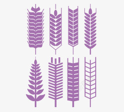 麦子造型8款直立清新紫色扁平化麦穗矢量图高清图片