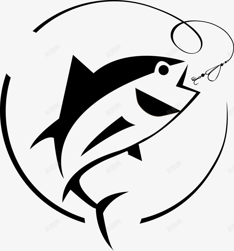 小鱼标签图标png_新图网 https://ixintu.com png图形 动物 小鱼 装饰 鱼钩 黑色