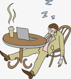 疲惫乏力漫画插图桌子前疲惫乏力的人高清图片