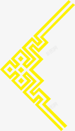 中式花纹黄色边框装饰素材