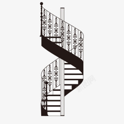 旋转楼梯模型欧式花纹旋转楼梯高清图片