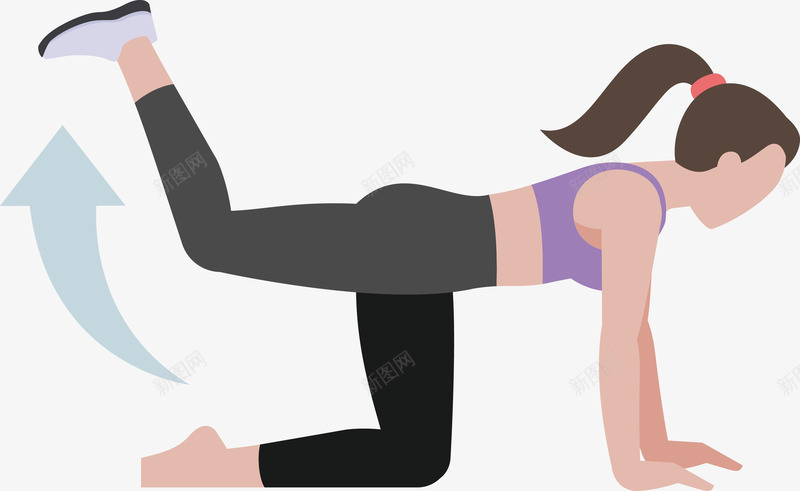 美女教练单膝翘腿动作锻炼png免抠素材_新图网 https://ixintu.com 体力 体育 健身 单脚跪地 运动