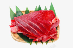 日式料理海鱼块筛子里的鱼肉高清图片