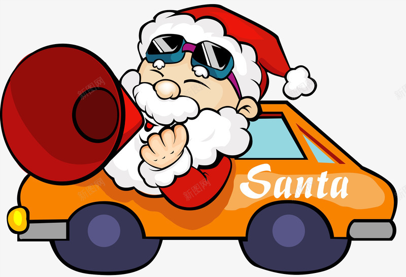 坐在汽车上的圣诞老人png免抠素材_新图网 https://ixintu.com 创意 卡通 商务 圣诞老人 壁纸 封面 彩色 手绘 扩音器 插图 汽车