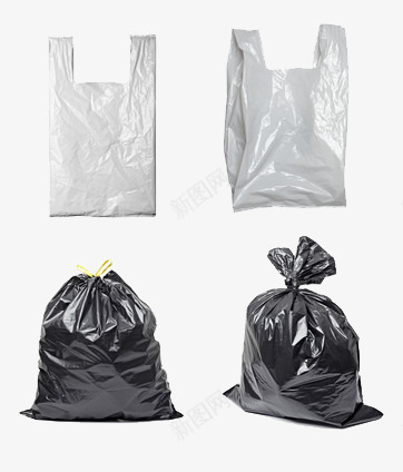 白色的黑色的塑料垃圾袋png免抠素材_新图网 https://ixintu.com 垃圾袋 塑料 白色 黑色