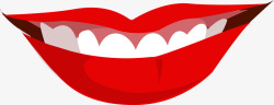 露牙齿的女人扁平化微笑的红唇矢量图高清图片