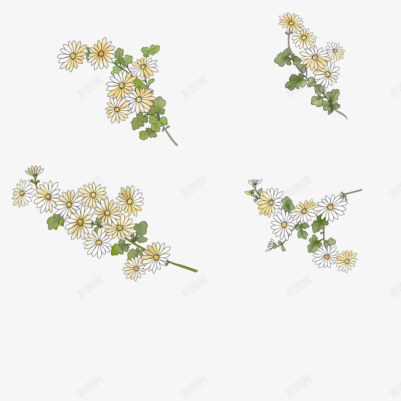 素雅植物花朵图案png免抠素材_新图网 https://ixintu.com 卡通花朵 日式花朵图案 植物花朵 花卉