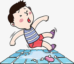 卡通香皂摔倒的小男孩高清图片