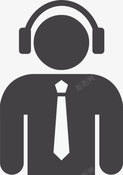戴领带的河马戴耳机的小人图标高清图片