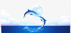 小清新蓝色海豚矢量图素材