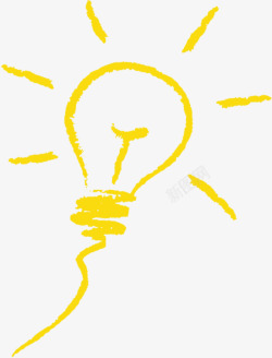 卡通手绘黄色简笔画灯泡素材