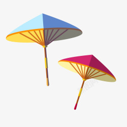 彩色纸伞手绘矢量图素材