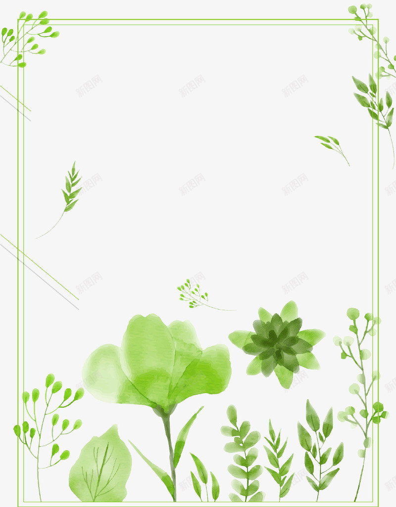 绿色清新唯美花朵边框psd免抠素材_新图网 https://ixintu.com 促销 创意 唯美 清新 绿色 花朵 装饰 边框