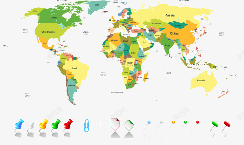 彩色地图png免抠素材_新图网 https://ixintu.com 世界 地图 夏日 度假 彩色 彩色地图模板下载 彩色地图素材 旅行