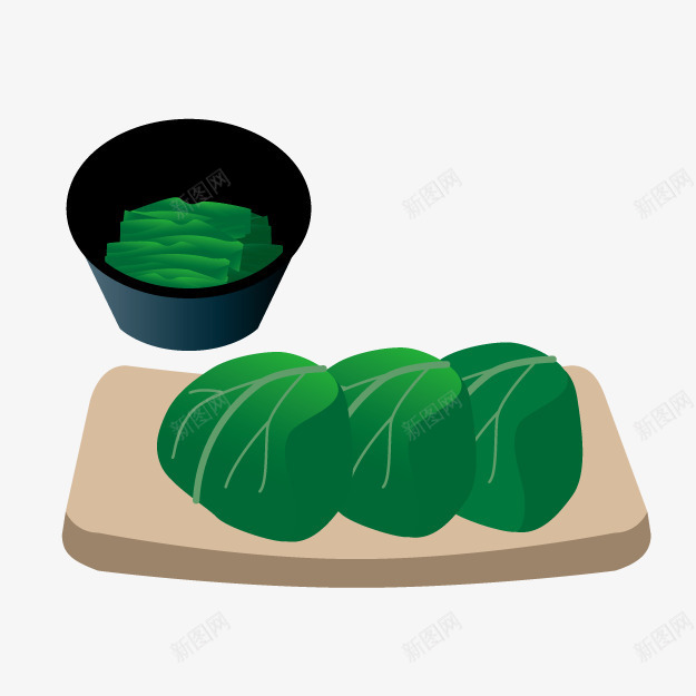 卡通绿色饭团png免抠素材_新图网 https://ixintu.com 卡通饭团 日式料理 绿色饭团 青菜饭团