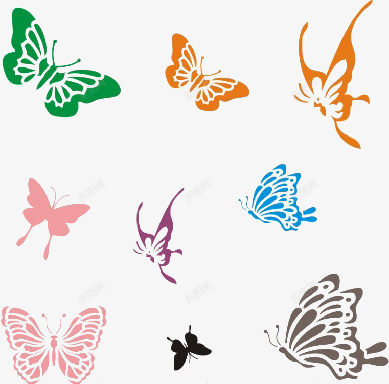 简易的彩色蝴蝶元素png免抠素材_新图网 https://ixintu.com 元素 图形 彩色 简易 蝴蝶
