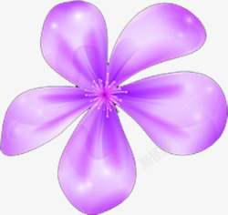 紫色卡通唯美星光花朵素材