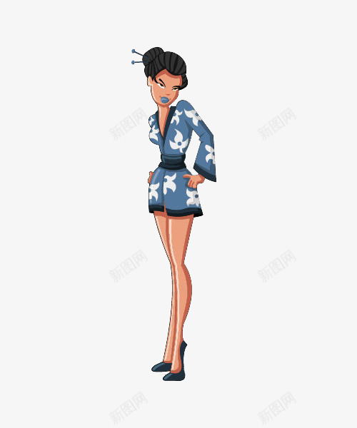 和服美女png免抠素材_新图网 https://ixintu.com 卡通 和服 女 日本和服女