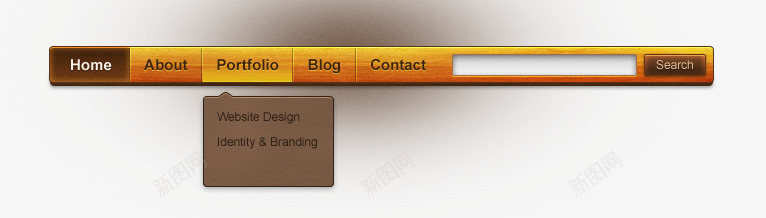 木质导航栏psd免抠素材_新图网 https://ixintu.com 土黄色 导航 木质 菜单栏