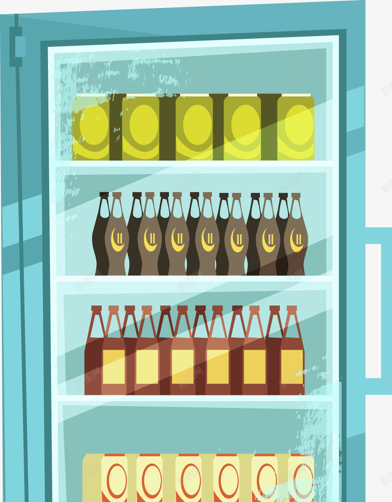 冰箱饮料png免抠素材_新图网 https://ixintu.com 冰箱 冷饮 卡通 手绘 简图 绿色的 饮料 黄色的